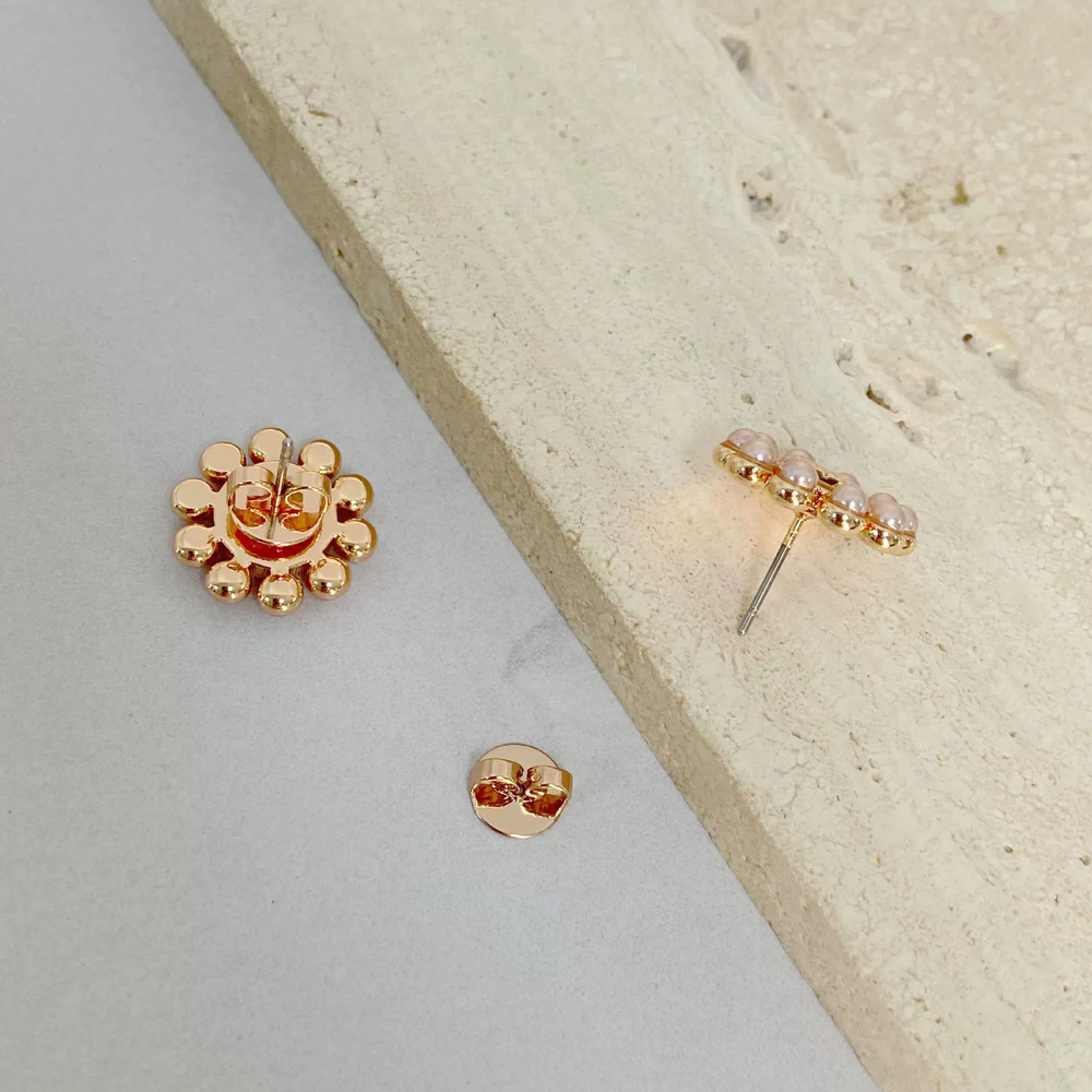 Tory Burch Pearl Inlaid Sun Shape Earrings - Picture 4 of 6